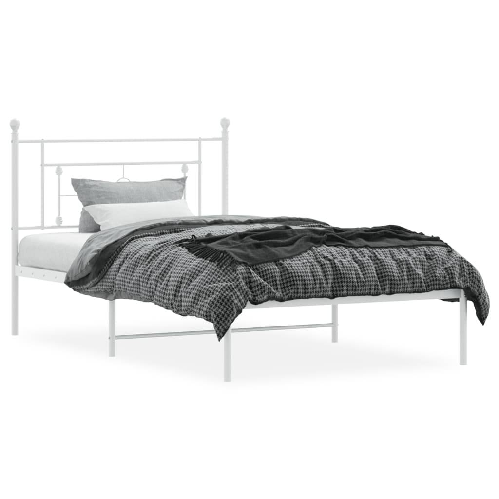 vidaXL Bettgestell mit Kopfteil Metall Weiß 107x203 cm