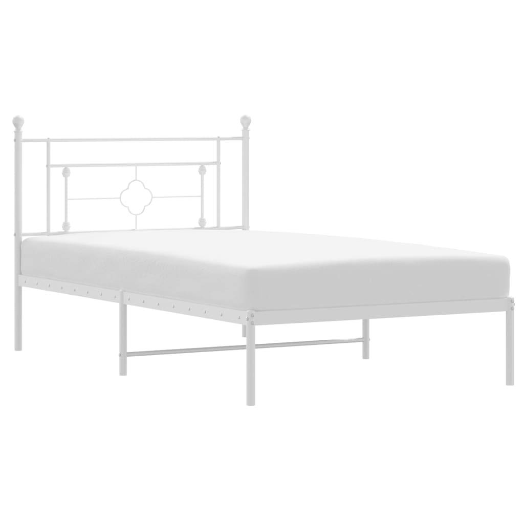 vidaXL Bettgestell mit Kopfteil Metall Weiß 107x203 cm