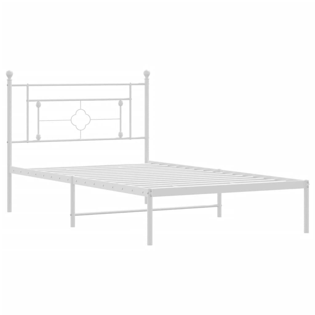 vidaXL Bettgestell mit Kopfteil Metall Weiß 107x203 cm