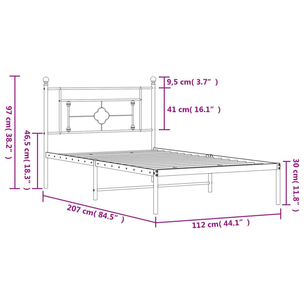 vidaXL Bettgestell mit Kopfteil Metall Weiß 107x203 cm