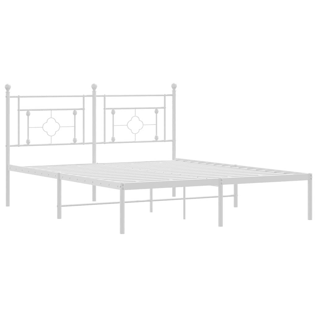 vidaXL Bettgestell mit Kopfteil Metall Weiß 150x200 cm