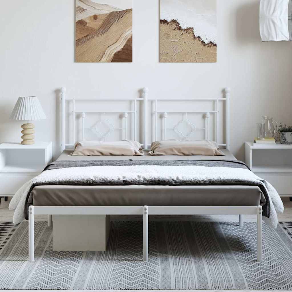 vidaXL Bettgestell mit Kopfteil Metall Weiß 150x200 cm