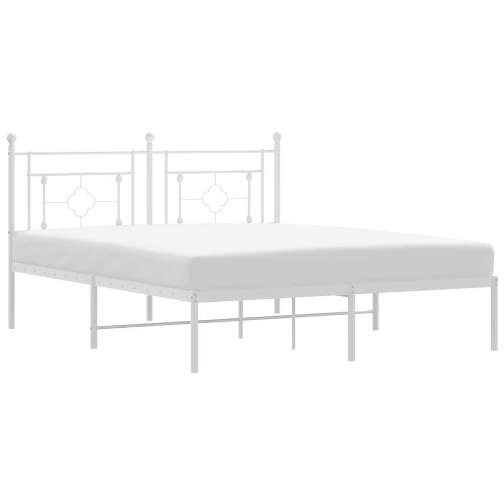 vidaXL Bettgestell mit Kopfteil Metall Weiß 150x200 cm