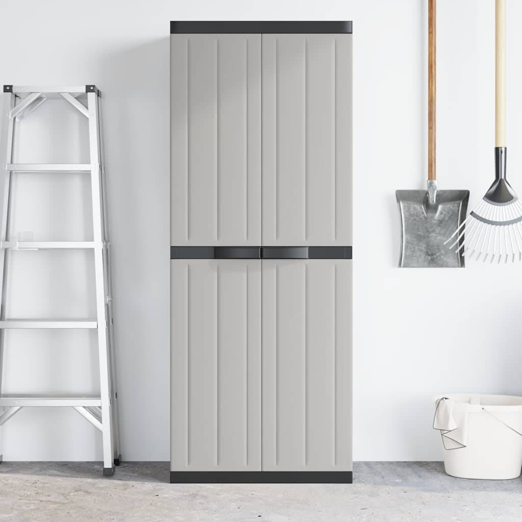 vidaXL Gartenschrank Grau und Schwarz 65x37x165 cm PP