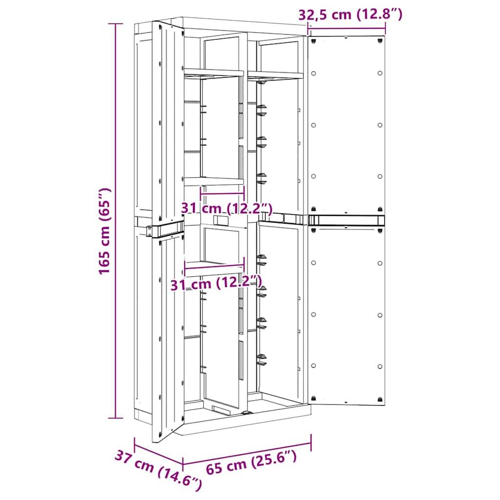 vidaXL Gartenschrank Grau und Schwarz 65x37x165 cm PP