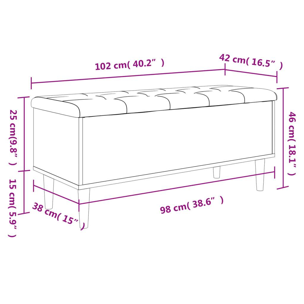 vidaXL Sitzbank mit Stauraum Grau Sonoma 102x42x46 cm Holzwerkstoff