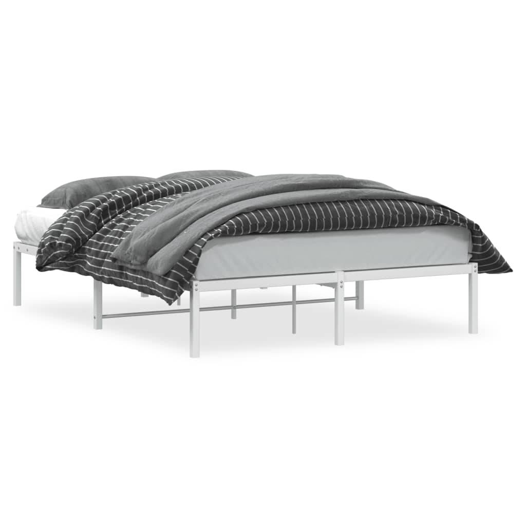 vidaXL Bettgestell Metall Weiß 135x190 cm