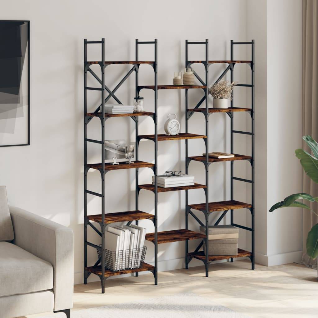 vidaXL Bücherregal Räuchereiche 127,5x28,5x172,5 cm Holzwerkstoff