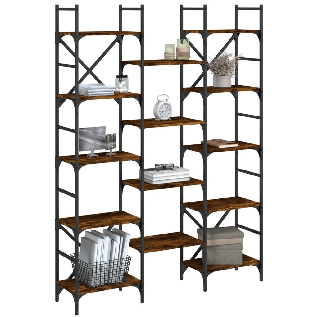 vidaXL Bücherregal Räuchereiche 127,5x28,5x172,5 cm Holzwerkstoff