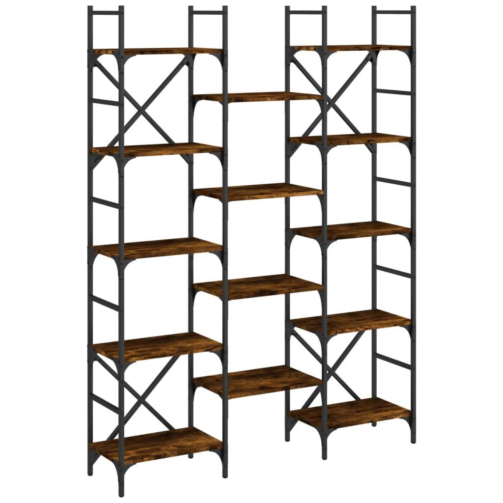 vidaXL Bücherregal Räuchereiche 127,5x28,5x172,5 cm Holzwerkstoff