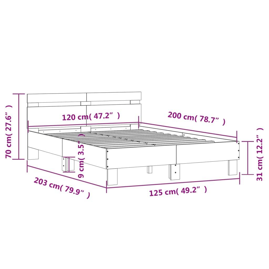 vidaXL Bettgestell mit Kopfteil Schwarz 120x200 cm Holzwerkstoff