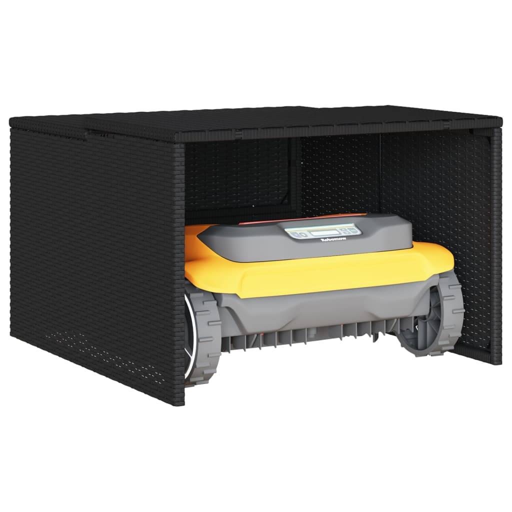 vidaXL Mähroboter-Garage Schwarz 86x90x52/57 cm Poly Rattan