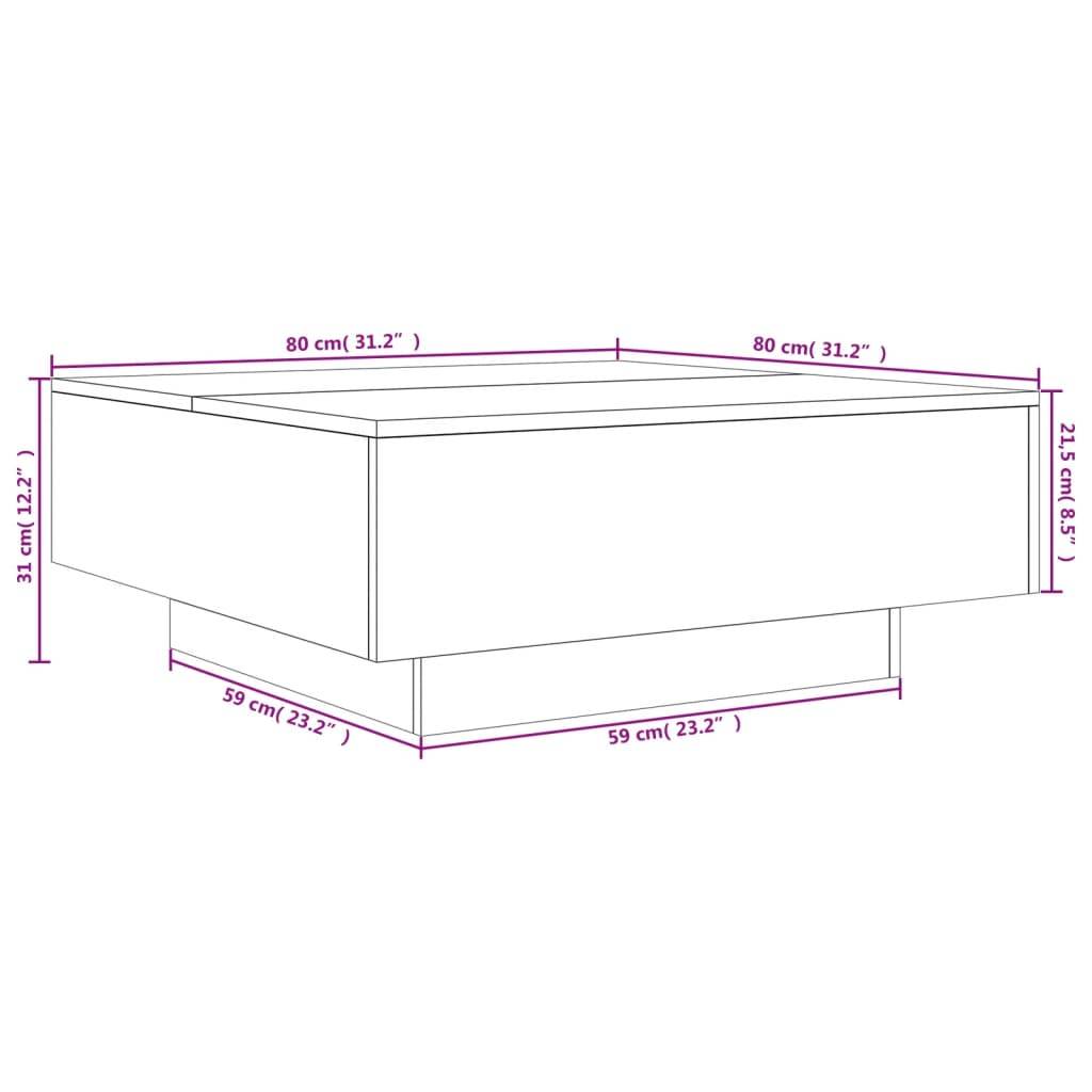 vidaXL Couchtisch mit LED-Leuchten Grau Sonoma 80x80x31 cm