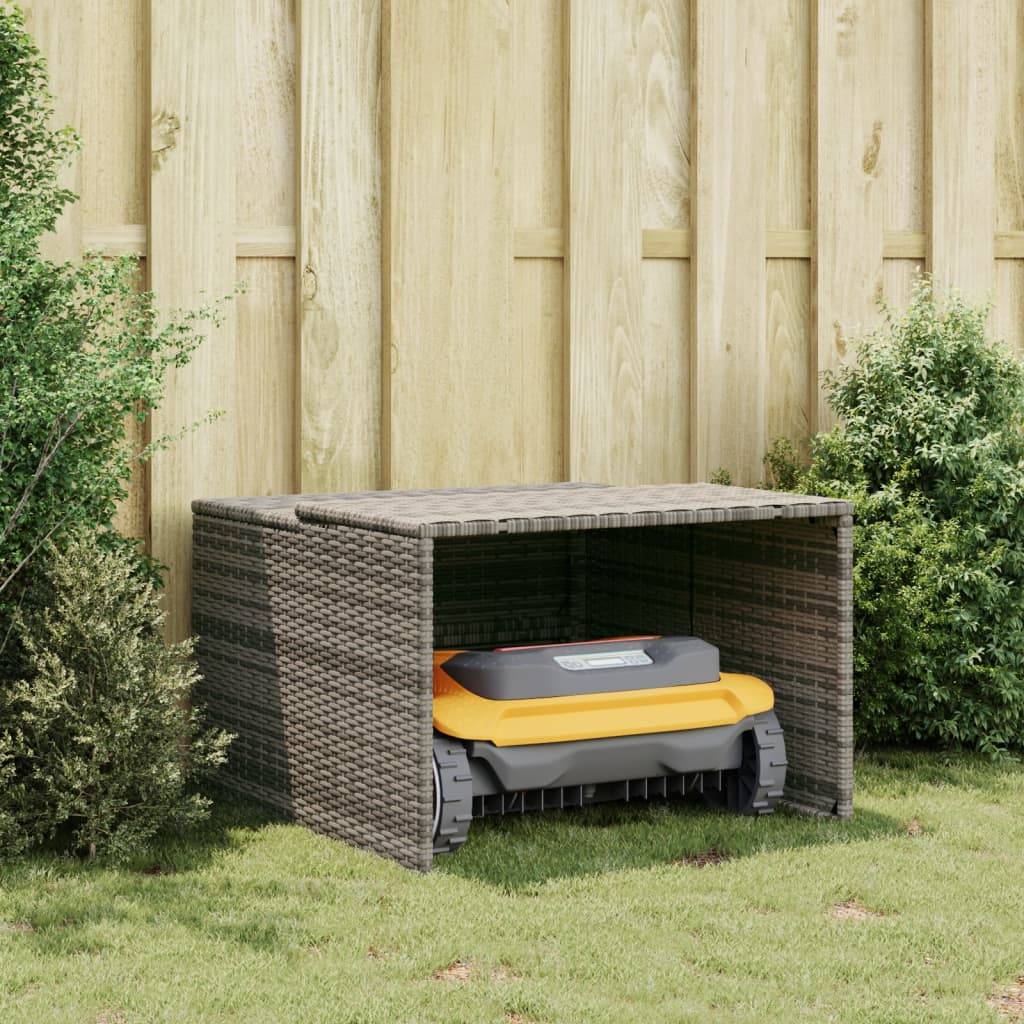 vidaXL Mähroboter-Garage Grau 86x90x52/57 cm Poly Rattan