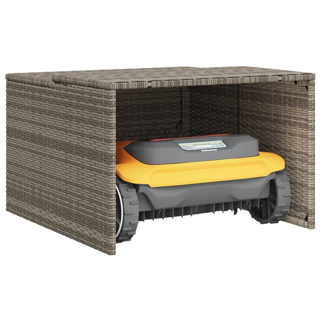 vidaXL Mähroboter-Garage Grau 86x90x52/57 cm Poly Rattan