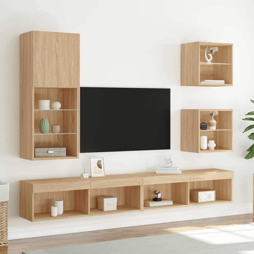 vidaXL TV-Schrank mit LED-Leuchten Sonoma-Eiche 40,5x30x102 cm