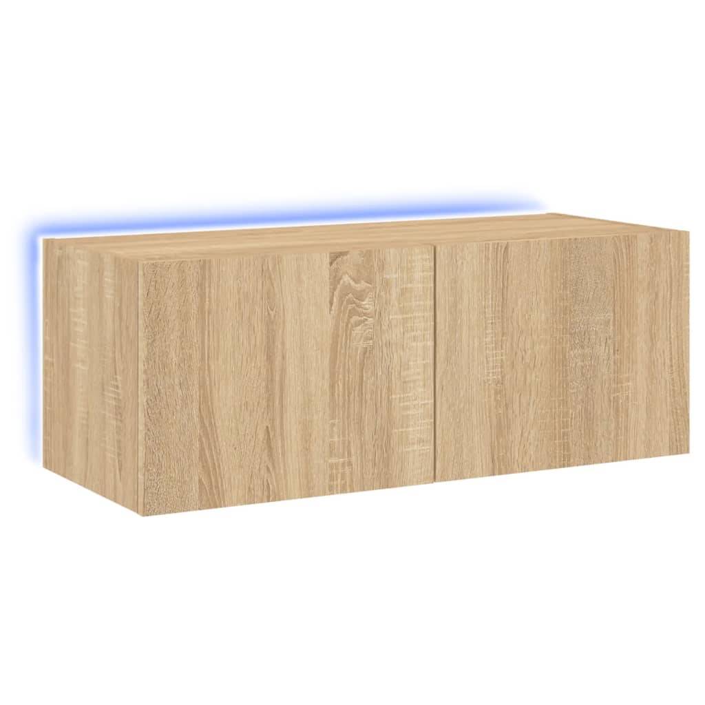 vidaXL TV-Wandschrank mit LED-Leuchten Sonoma-Eiche 80x35x31 cm