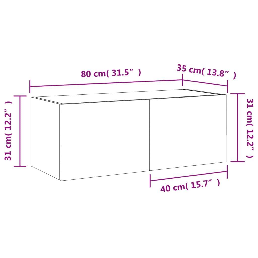 vidaXL TV-Wandschrank mit LED-Leuchten Sonoma-Eiche 80x35x31 cm