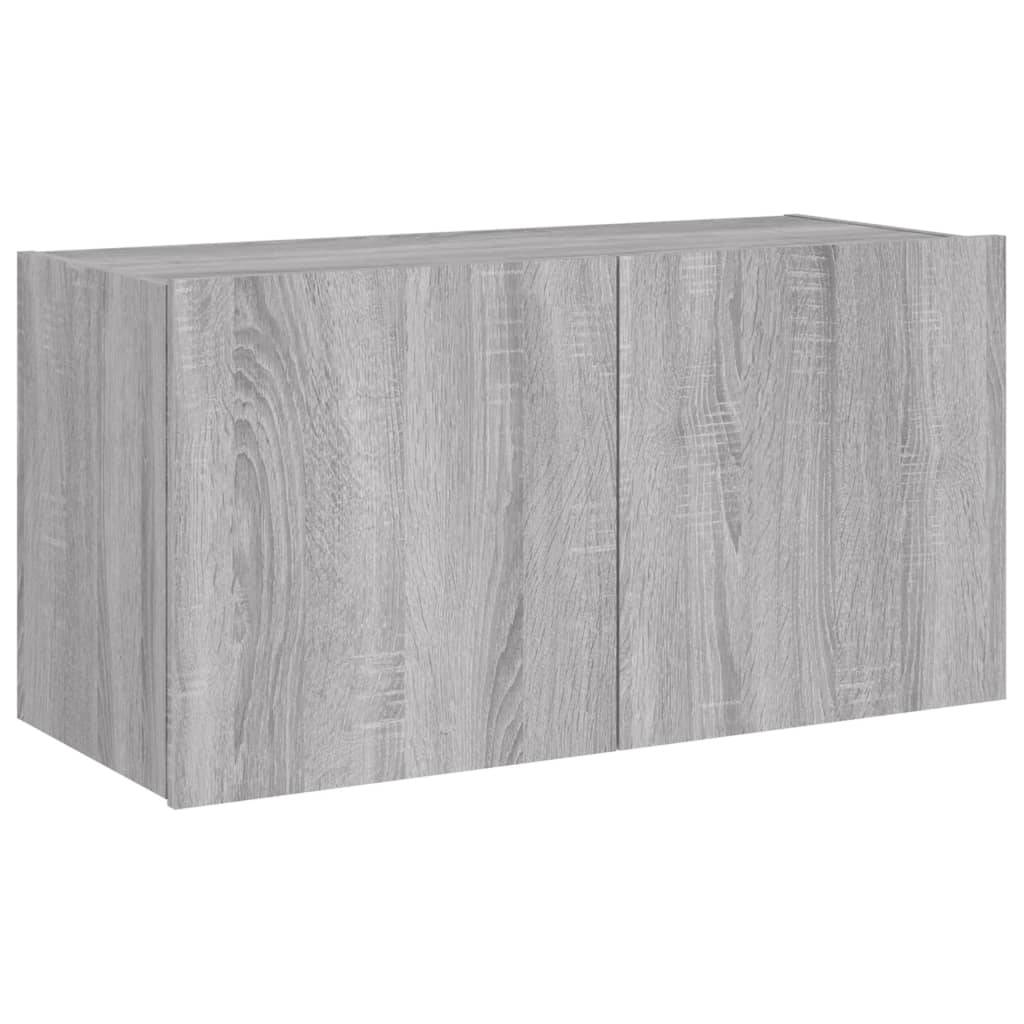 vidaXL TV-Wandschrank mit LED-Leuchten Grau Sonoma 80x35x41 cm