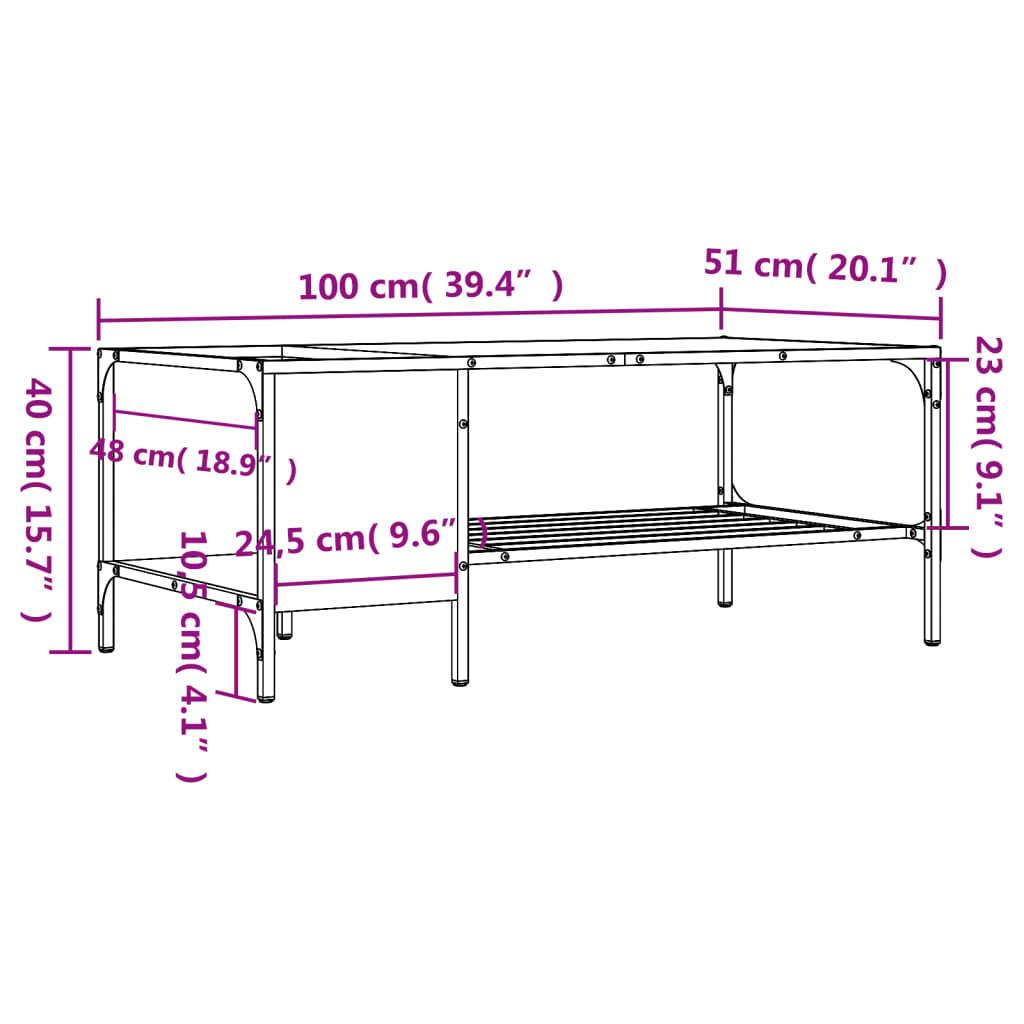 vidaXL Couchtisch mit Regal Sonoma-Eiche 100x51x40 cm Holzwerkstoff