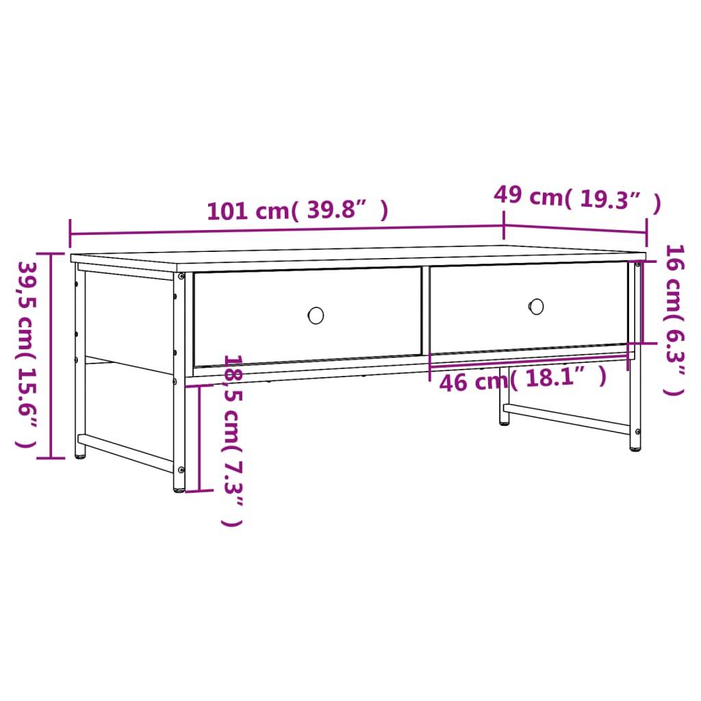 vidaXL Couchtisch Braun Eichen-Optik 101x49x39,5 cm Holzwerkstoff