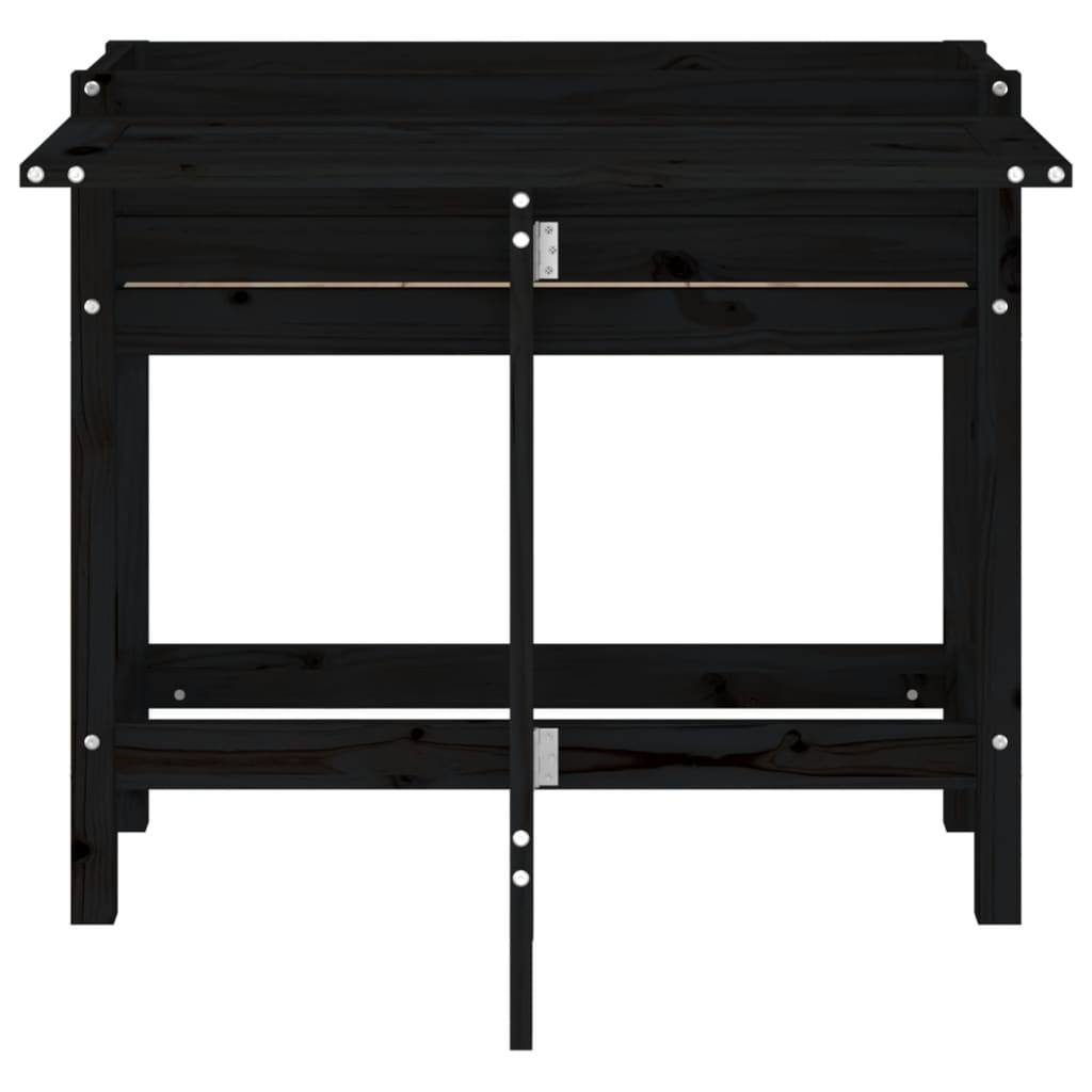 vidaXL Pflanzkasten mit Klappbarer Tischplatte Schwarz Massivholz