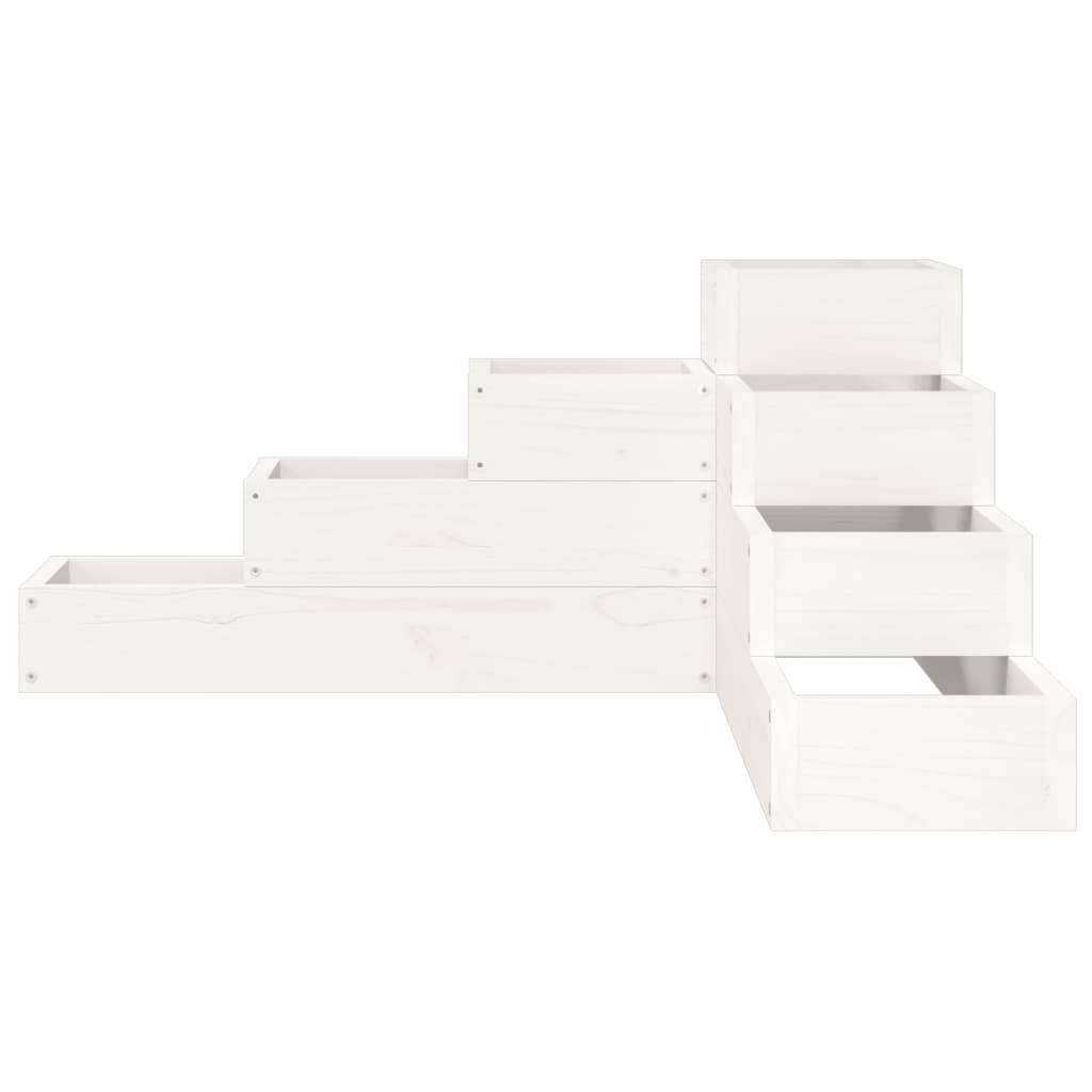 vidaXL Pflanzentreppe 4 Stufen 80,5x79x36 cm Weiß Massivholz Kiefer