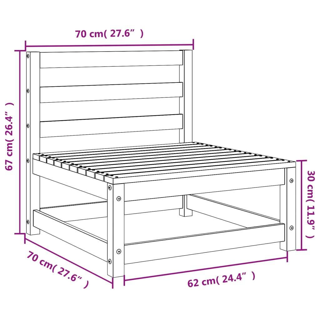 vidaXL Gartensofa ohne Armlehnen Weiß 70x70x67 cm Massivholz Kiefer