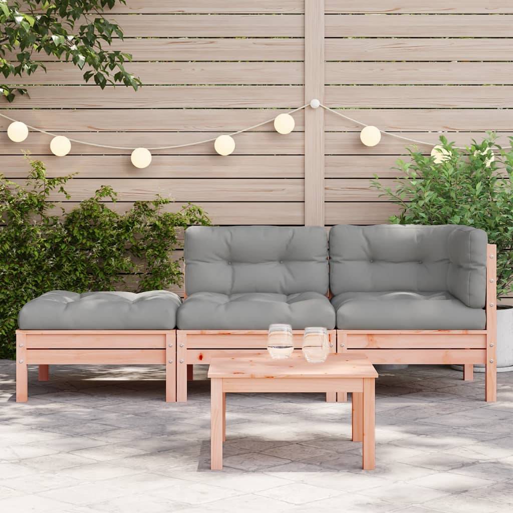 vidaXL Gartensofa mit Kissen und Hocker 3-Sitzer