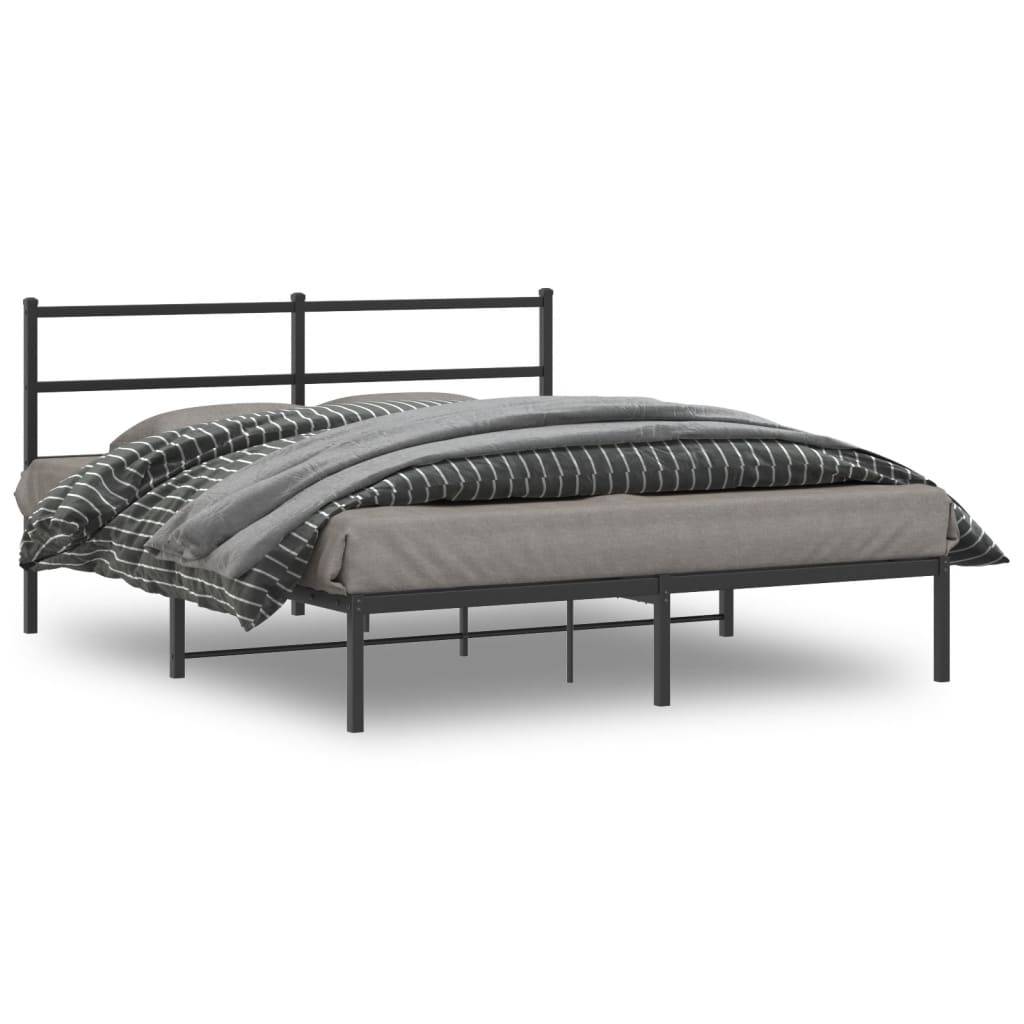 vidaXL Bettgestell mit Kopfteil Metall Schwarz 160x200 cm