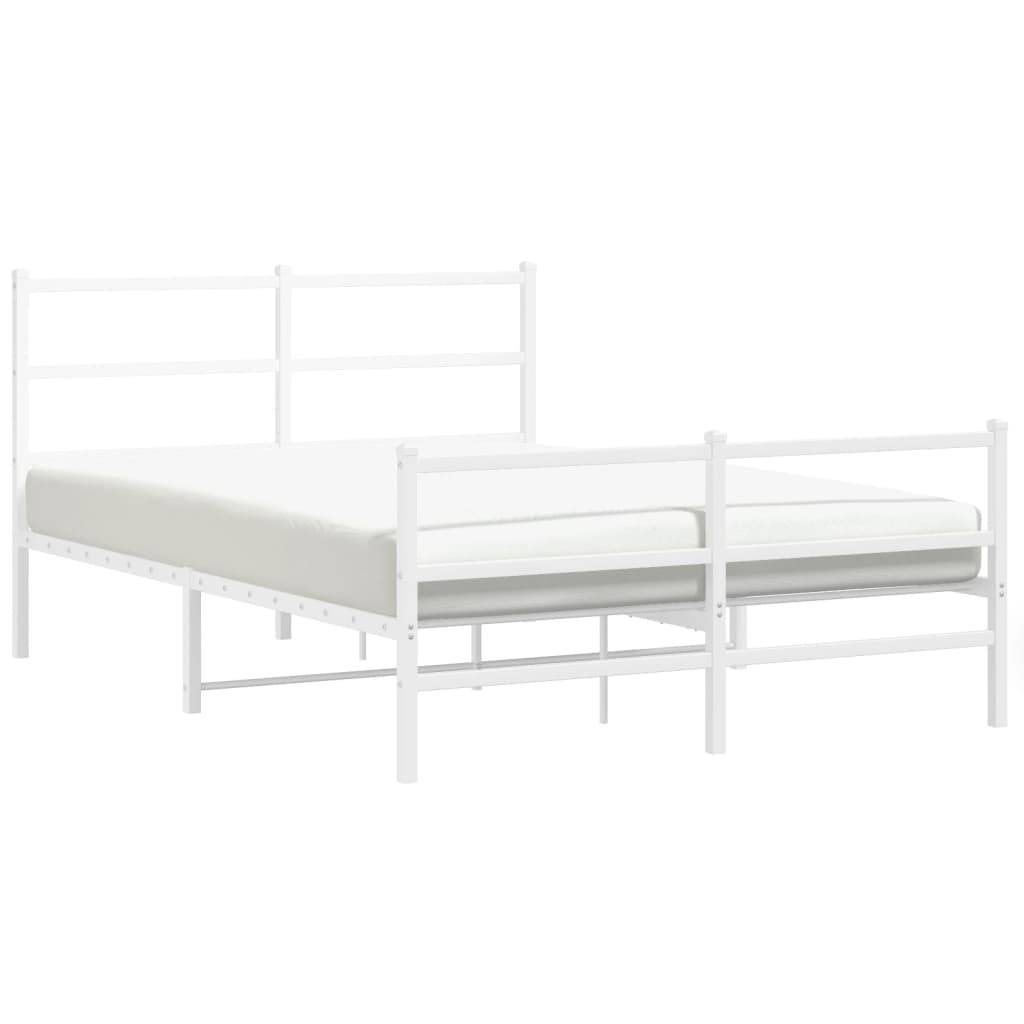 vidaXL Bettgestell mit Kopf- und Fußteil Metall Weiß 140x200 cm