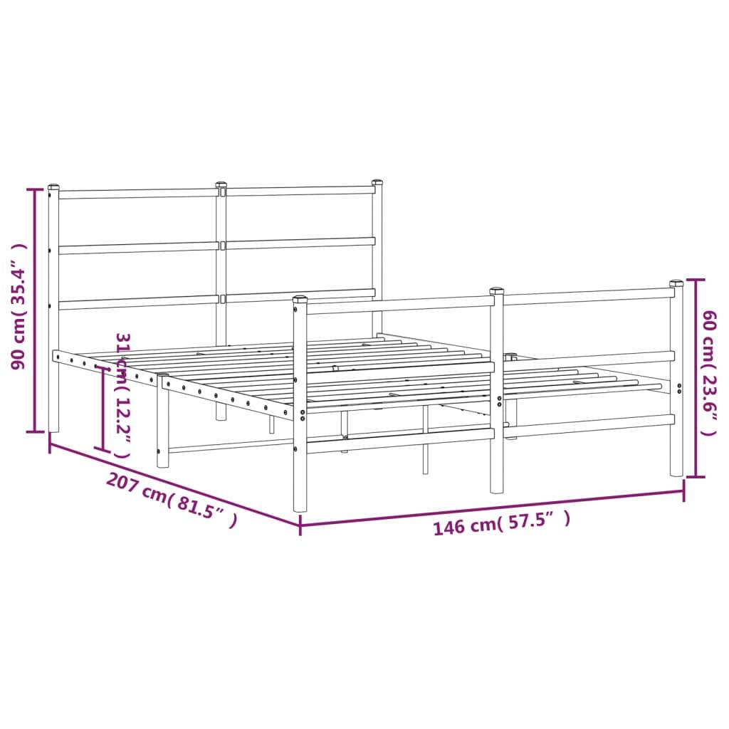 vidaXL Bettgestell mit Kopf- und Fußteil Metall Weiß 140x200 cm