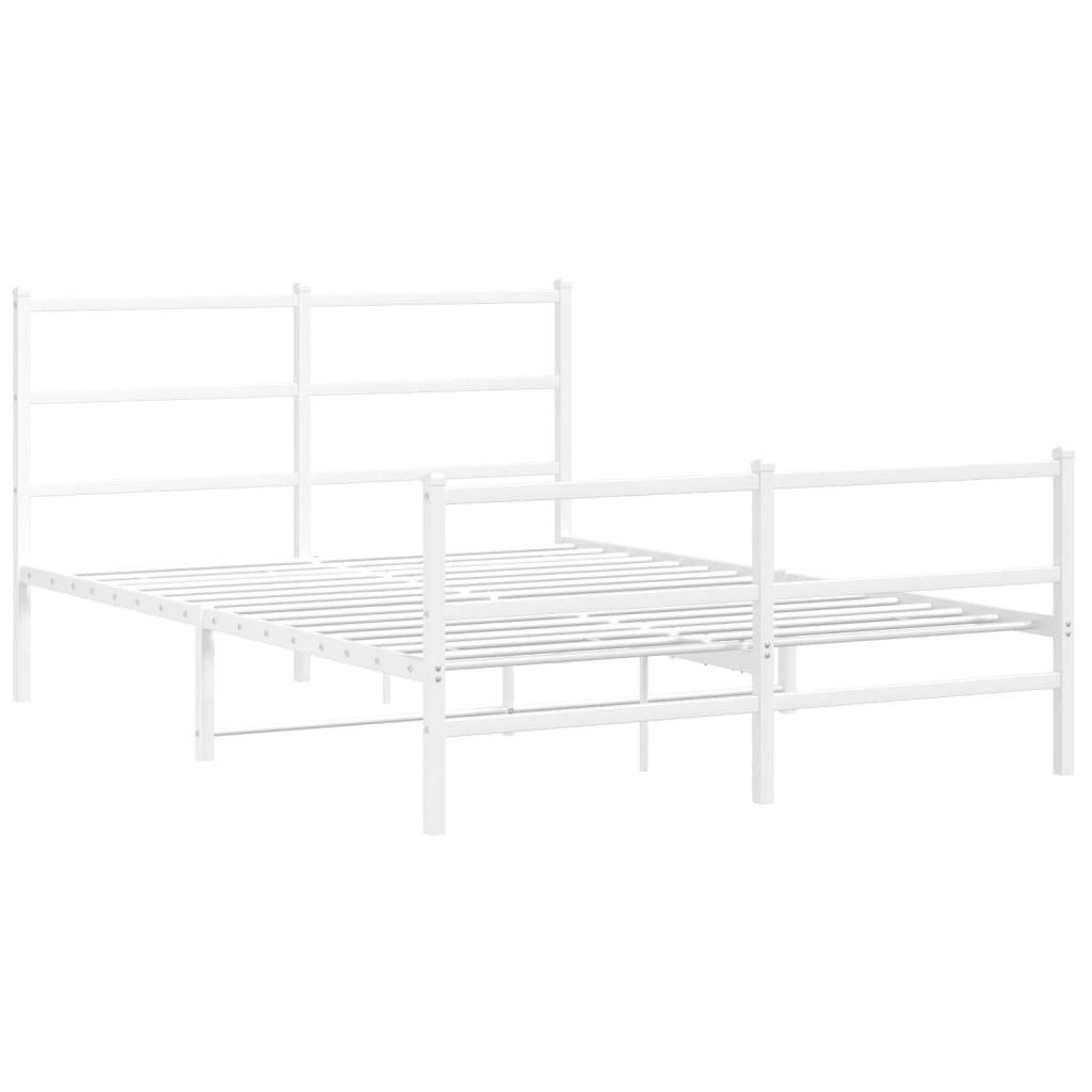 vidaXL Bettgestell mit Kopf- und Fußteil Metall Weiß 140x200 cm