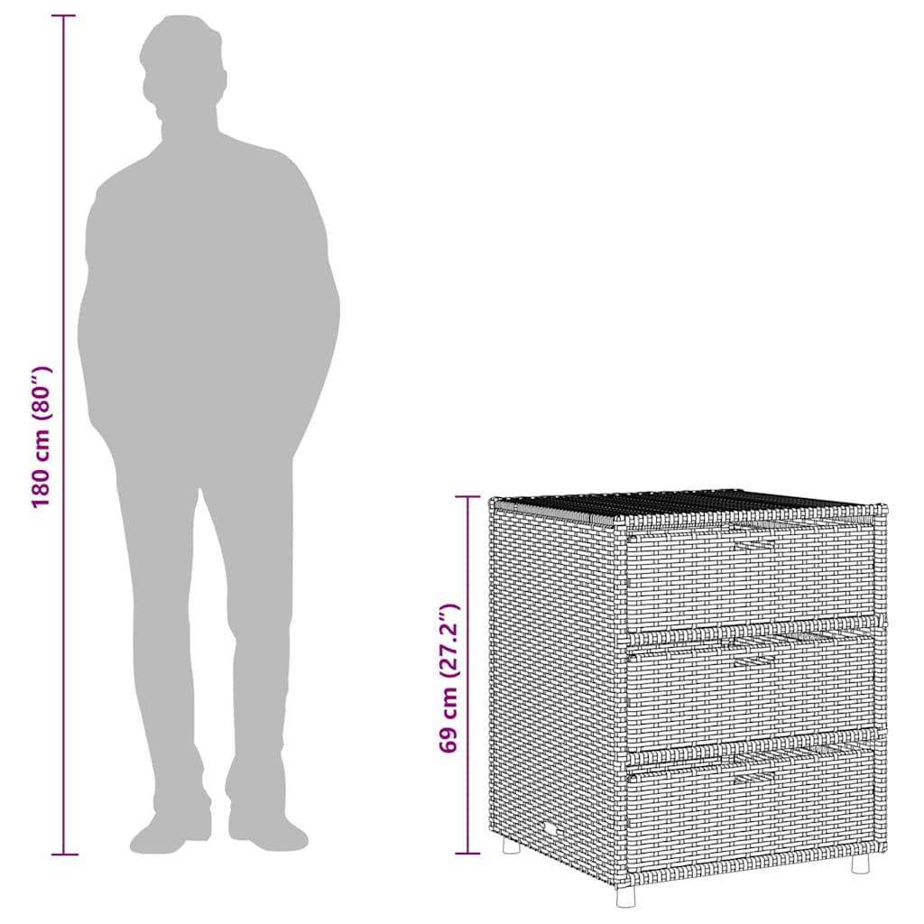 vidaXL Gartenschrank Grau 55x59x69 cm Poly Rattan