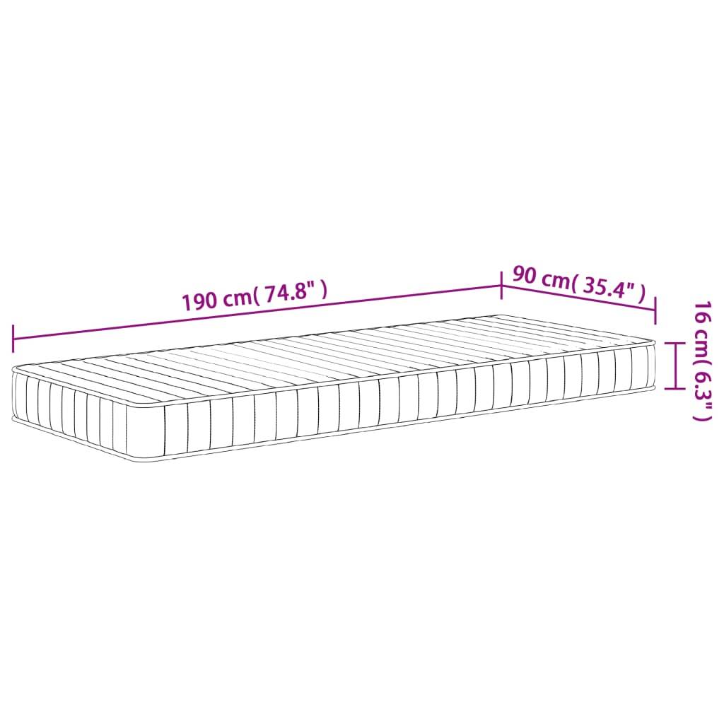 vidaXL Matratze Schaumstoff Mittelweich 90x190 cm