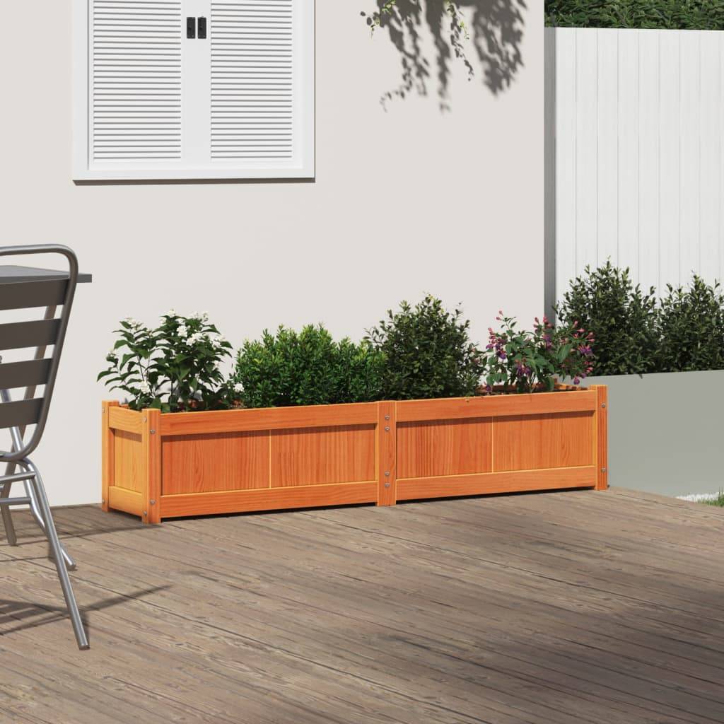 vidaXL Pflanzkübel Wachsbraun 150x31x31 cm Massivholz Kiefer