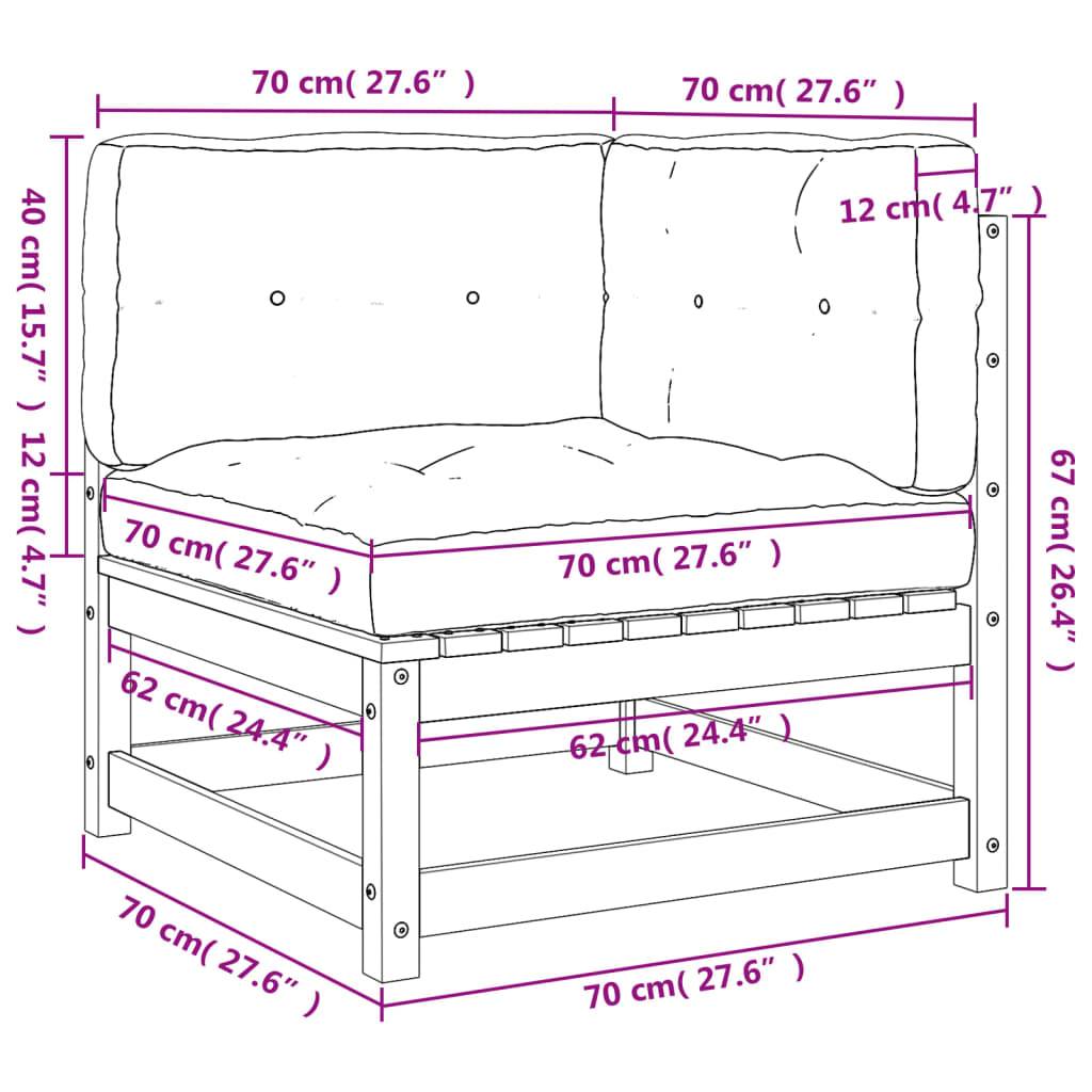 vidaXL Garten-Ecksofa mit Kissen Wachsbraun Massivholz Kiefer