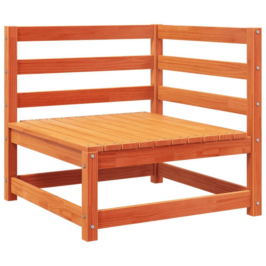vidaXL Garten-Ecksofa mit Kissen Wachsbraun Massivholz Kiefer