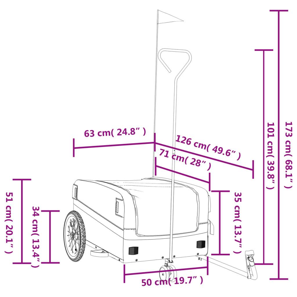 vidaXL Fahrradanhänger Schwarz und Blau 45 kg Eisen