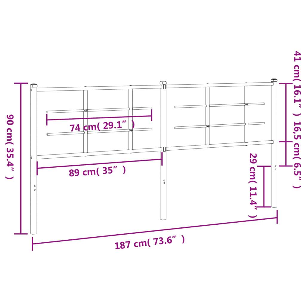 vidaXL Kopfteil Metall Schwarz 180 cm