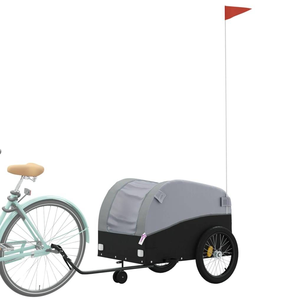 vidaXL Fahrradanhänger Schwarz und Grau 45 kg Eisen