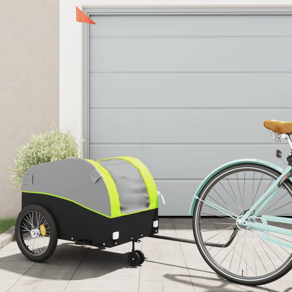 vidaXL Fahrradanhänger Schwarz und Grün 45 kg Eisen
