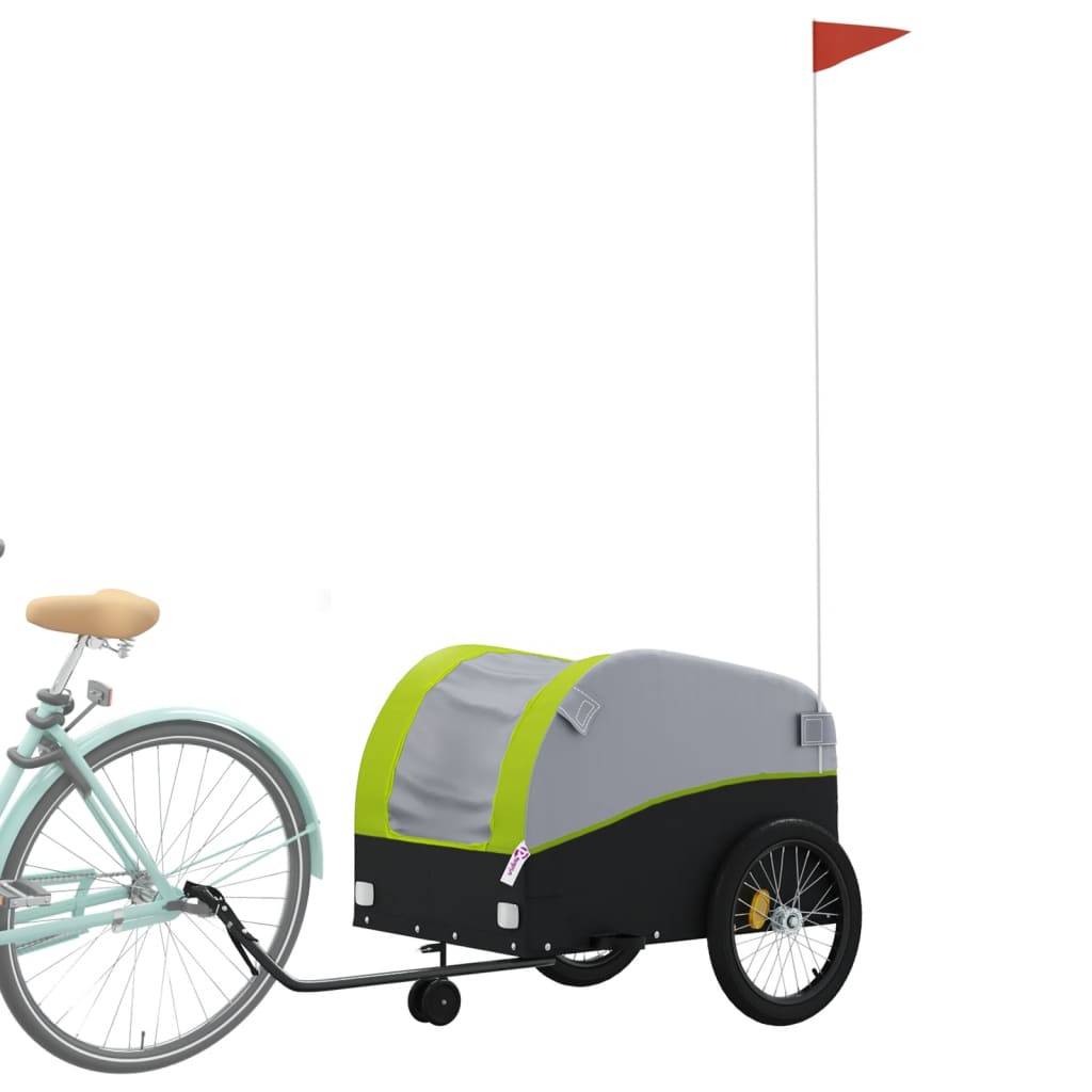 vidaXL Fahrradanhänger Schwarz und Grün 45 kg Eisen