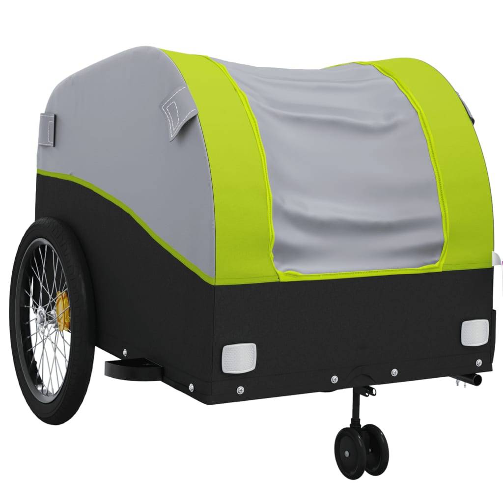 vidaXL Fahrradanhänger Schwarz und Grün 45 kg Eisen