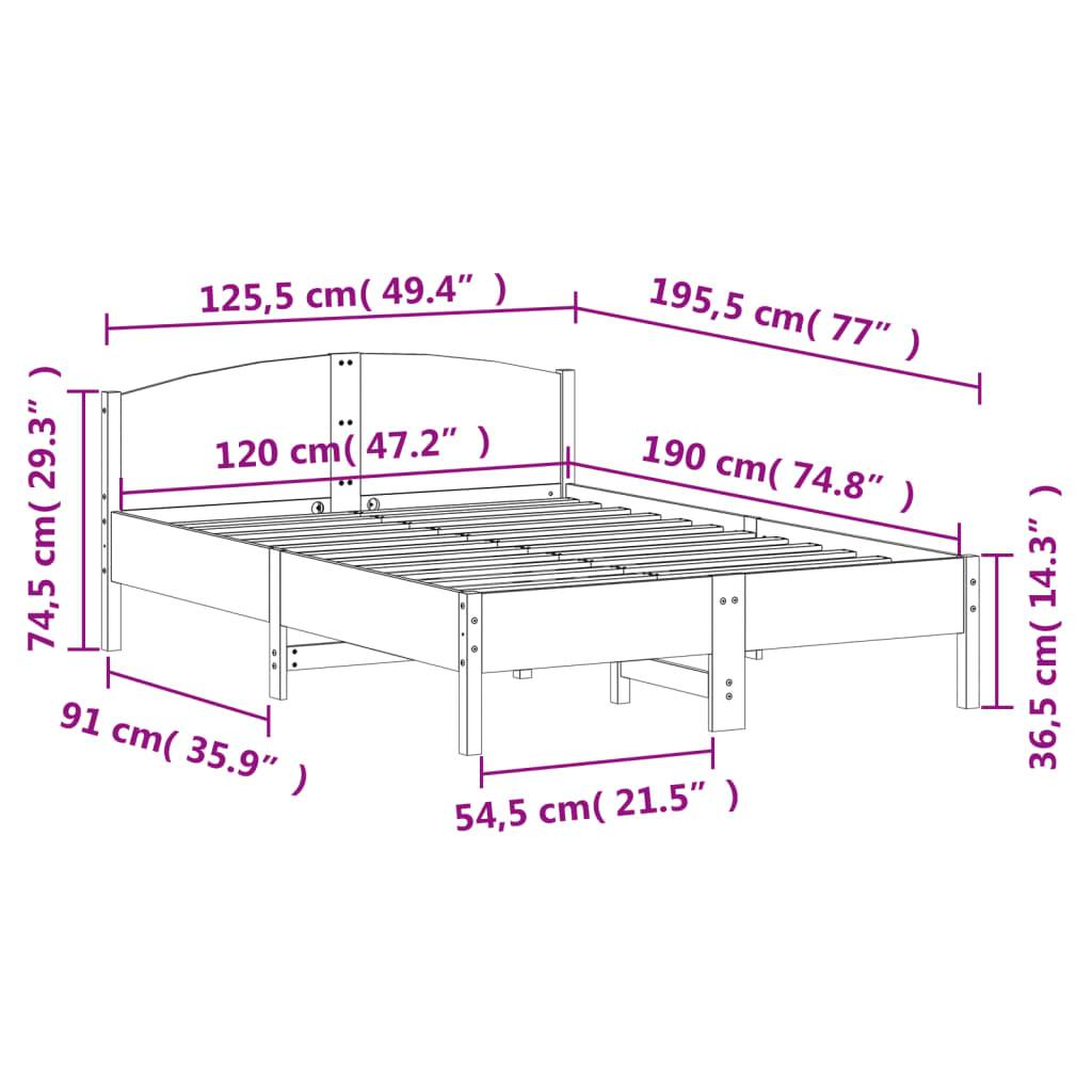 vidaXL Massivholzbett ohne Matratze Weiß 120x190 cm Kiefernholz