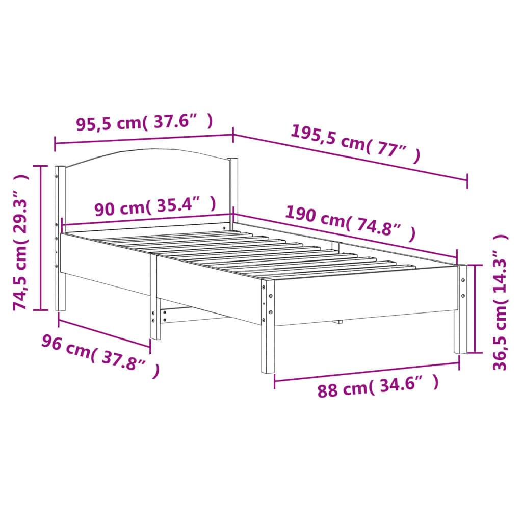 vidaXL Massivholzbett ohne Matratze Wachsbraun 90x190 cm Kiefernholz