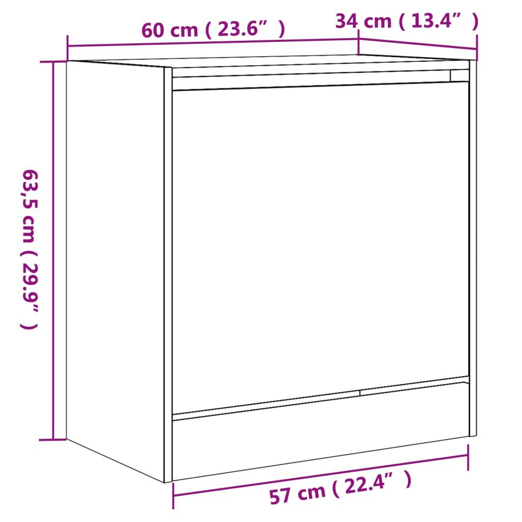 vidaXL Schuhschrank Räuchereiche 60x34x63,5 cm Holzwerkstoff