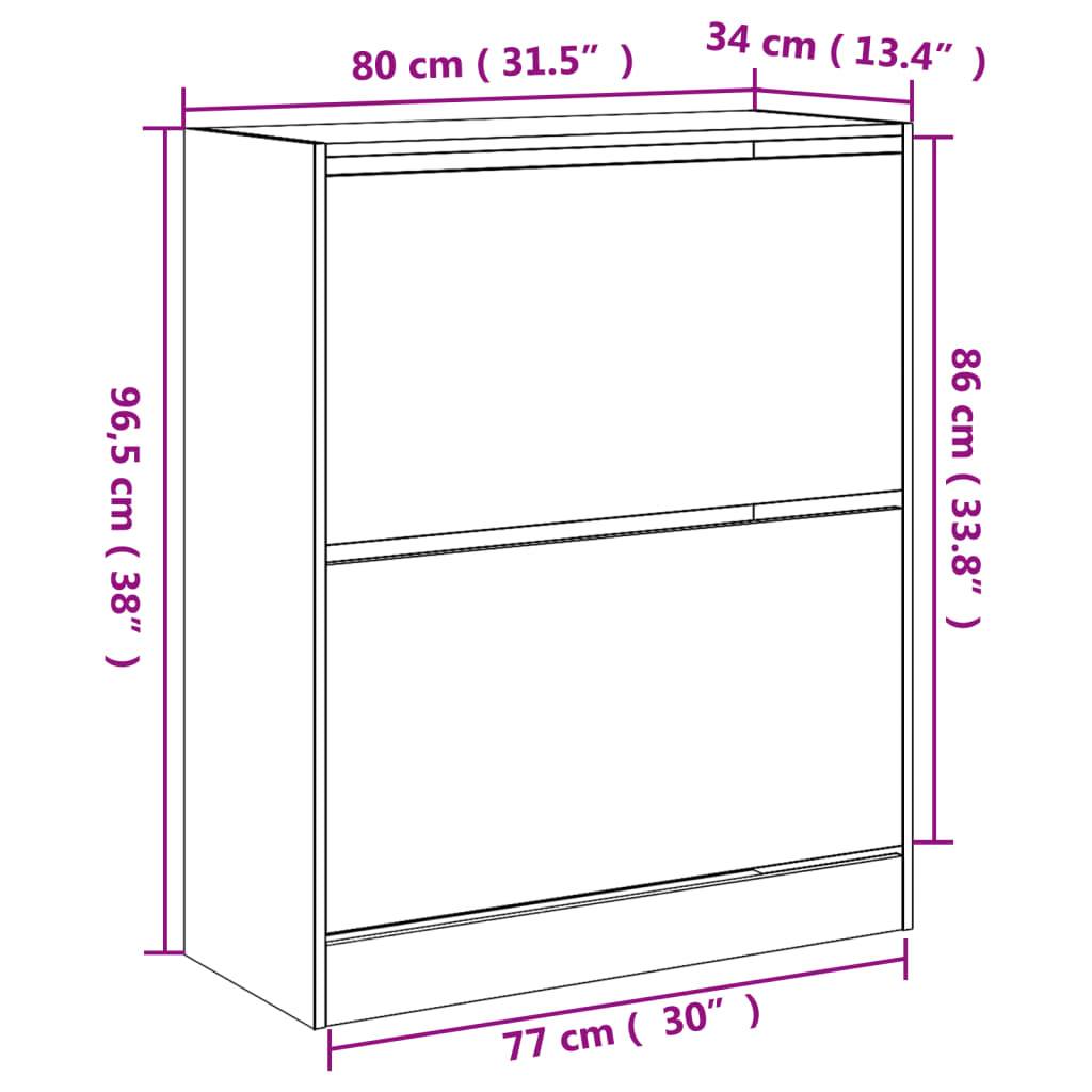 vidaXL Schuhschrank Weiß 80x34x96,5 cm Holzwerkstoff