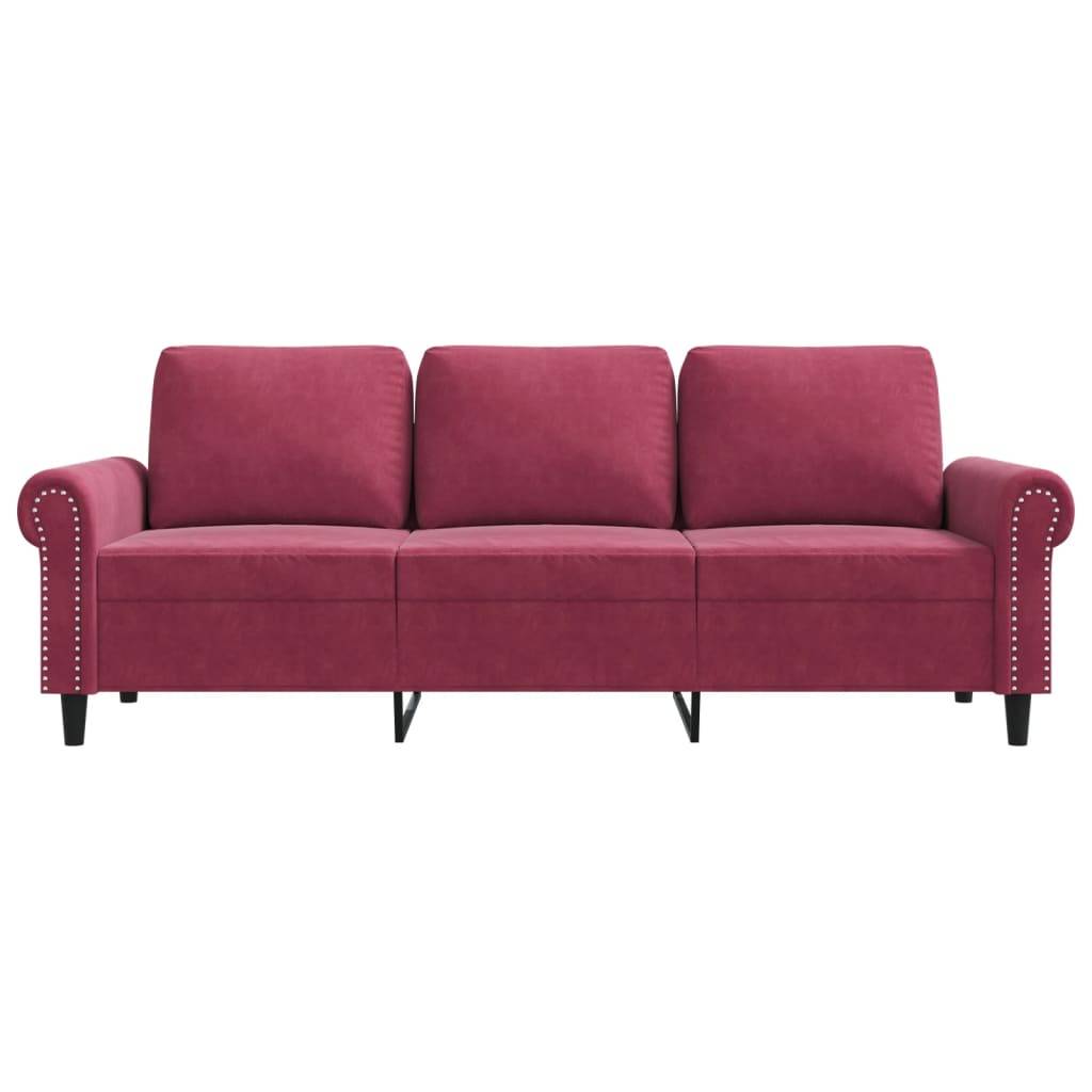 vidaXL 3-Sitzer-Sofa Weinrot 180 cm Samt