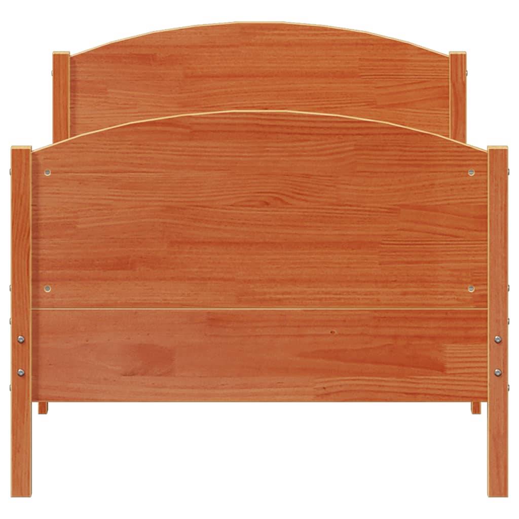 vidaXL Massivholzbett ohne Matratze Wachsbraun 75x190 cm Kiefernholz